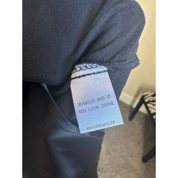 Black satin feather trim top and feather trim pants set (2 pcs) size small NWT - Picture 14 of 15